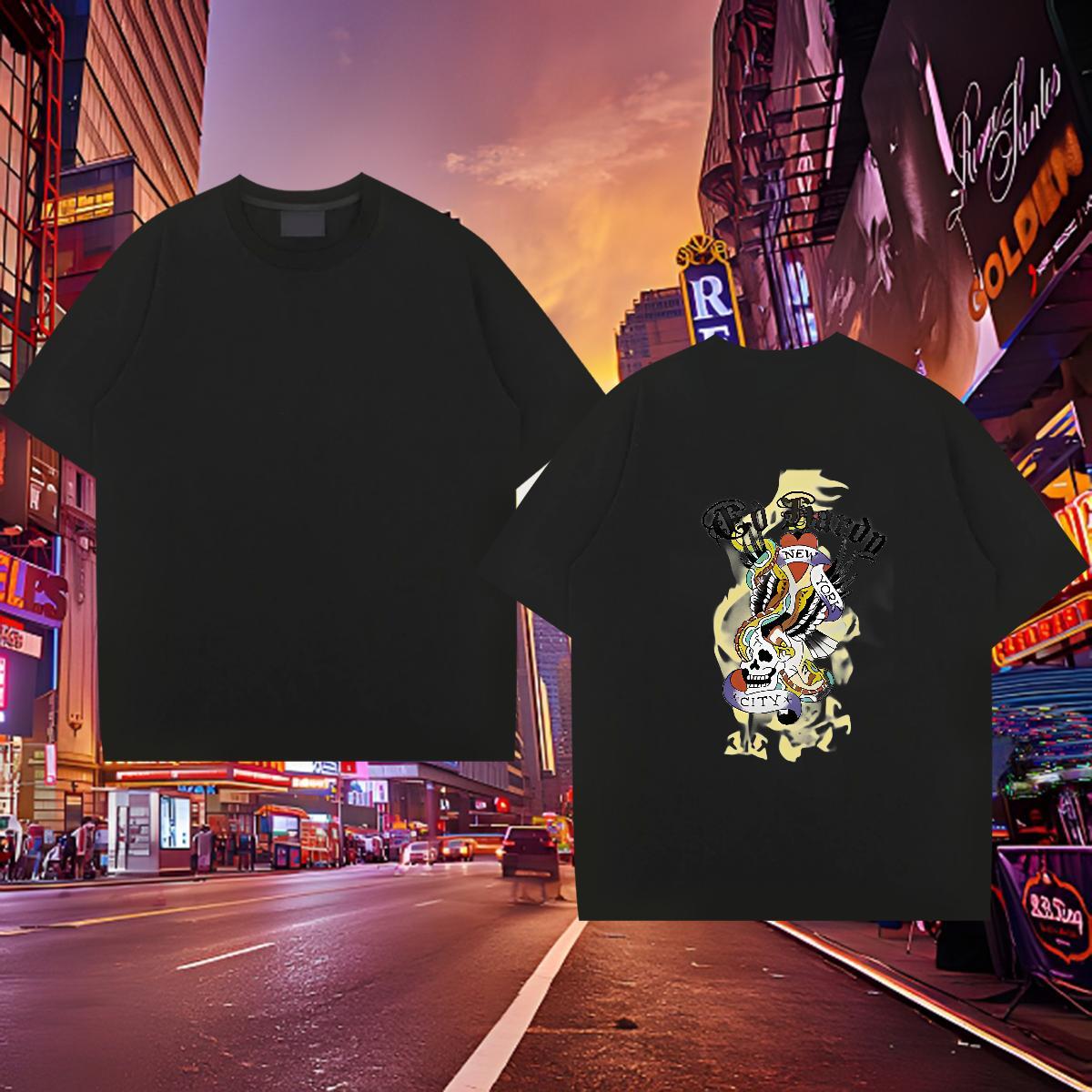Brand Mens T Shirts 230g Pure Cotton skull Sports Casual Oversized 3XL 4XL O-Neck Short Sleeve Men Tees New Polos