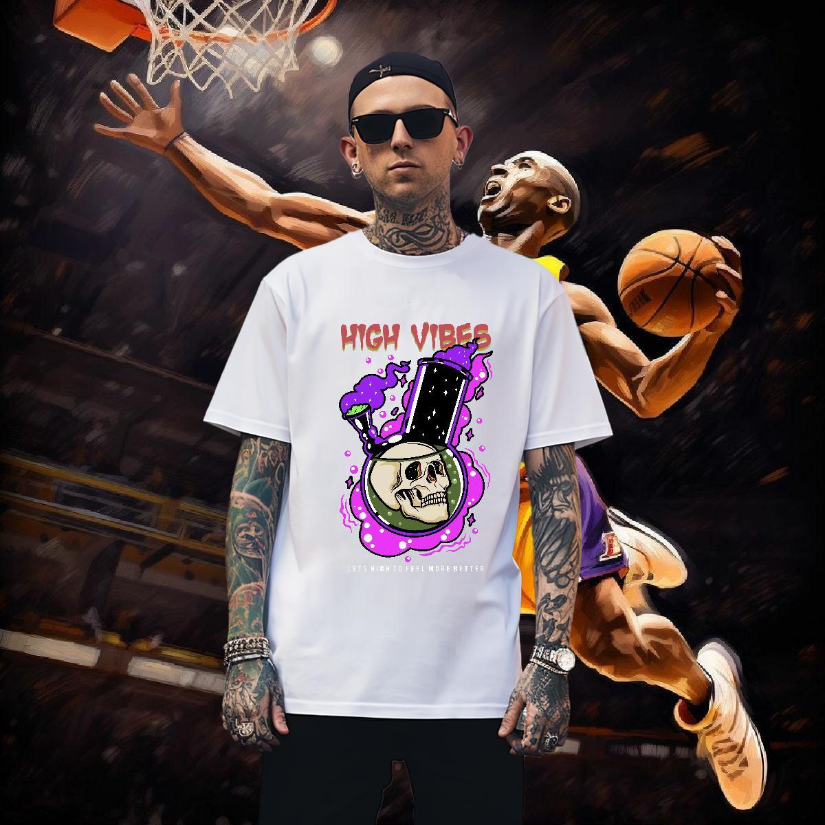 Free Shipping T Shirt For Man 100% Cotton 230g skull Daily Wear Oversized 3XL 4XL Pure Cotton Men Tops Tees Stylist Tee Shirt