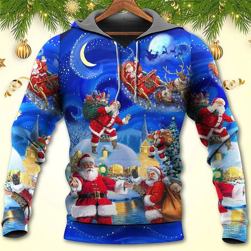 3D Funny Santa Claus Snowman Printed Pullover Hoodies For Men ren Cute Sweatshirts Women Harajuku Hoodie Winter Top 240823