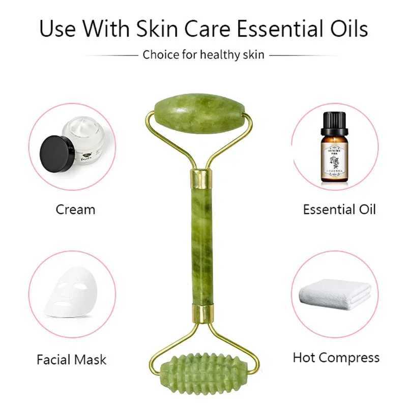 Natural Jade Roller Massager for Face Roller facial liftting Anti-wrinkle Gua Sha Jade Stone Face Massager Beauty Skin Care Tool CL240824