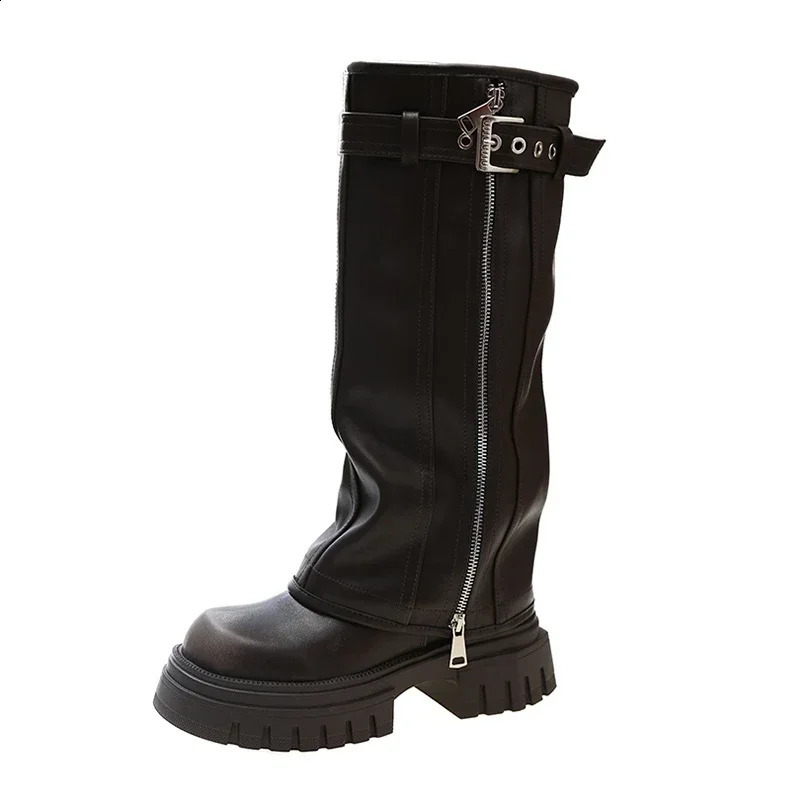 Winter Womens Bicycle Boots Fashion Buckle Womens Elegant Platform Long Tube Boots Casual Womens Knee High Boots 240823