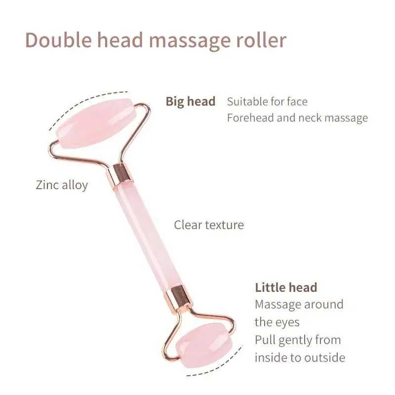 Face And Neck Massager Resin Roller Beauty Scraping Double-ended Massage Stick To Unblock And Relax Non-rose Crystal Jade CL240824
