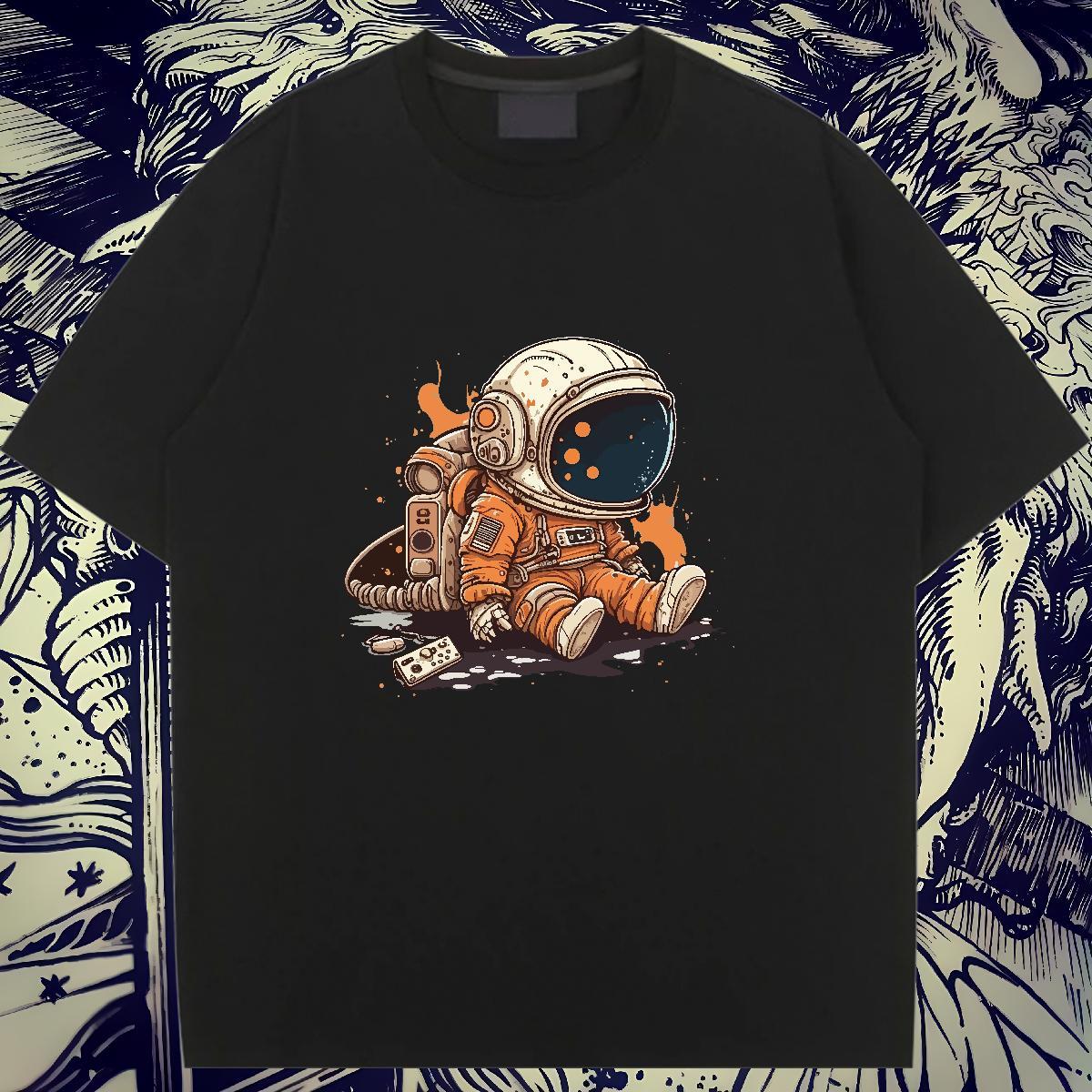 Wholesale Womens Tshirts 230g Cotton cosmonaut Hip Hop Street T Shirt For Woman Breathable Crew Neck Customized Print Tees Shirts