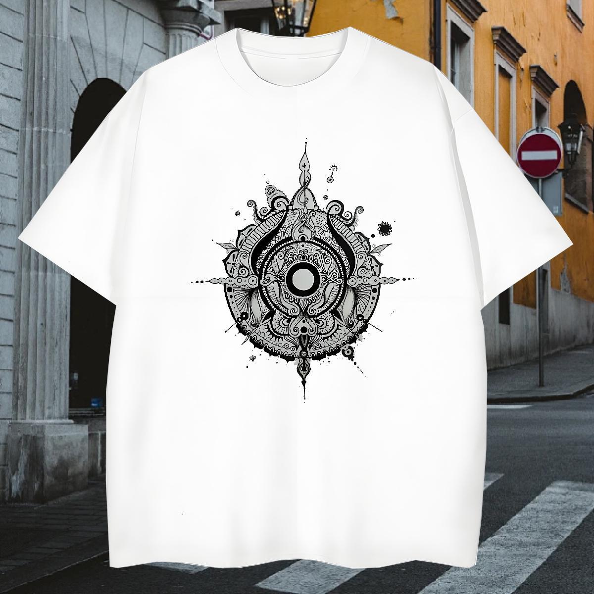 Popular T shirt 100% Cotton 230g eye of the devil Spring Summer Oversized Breathable Short Sleeve Mens Tshirts Casual New Tees
