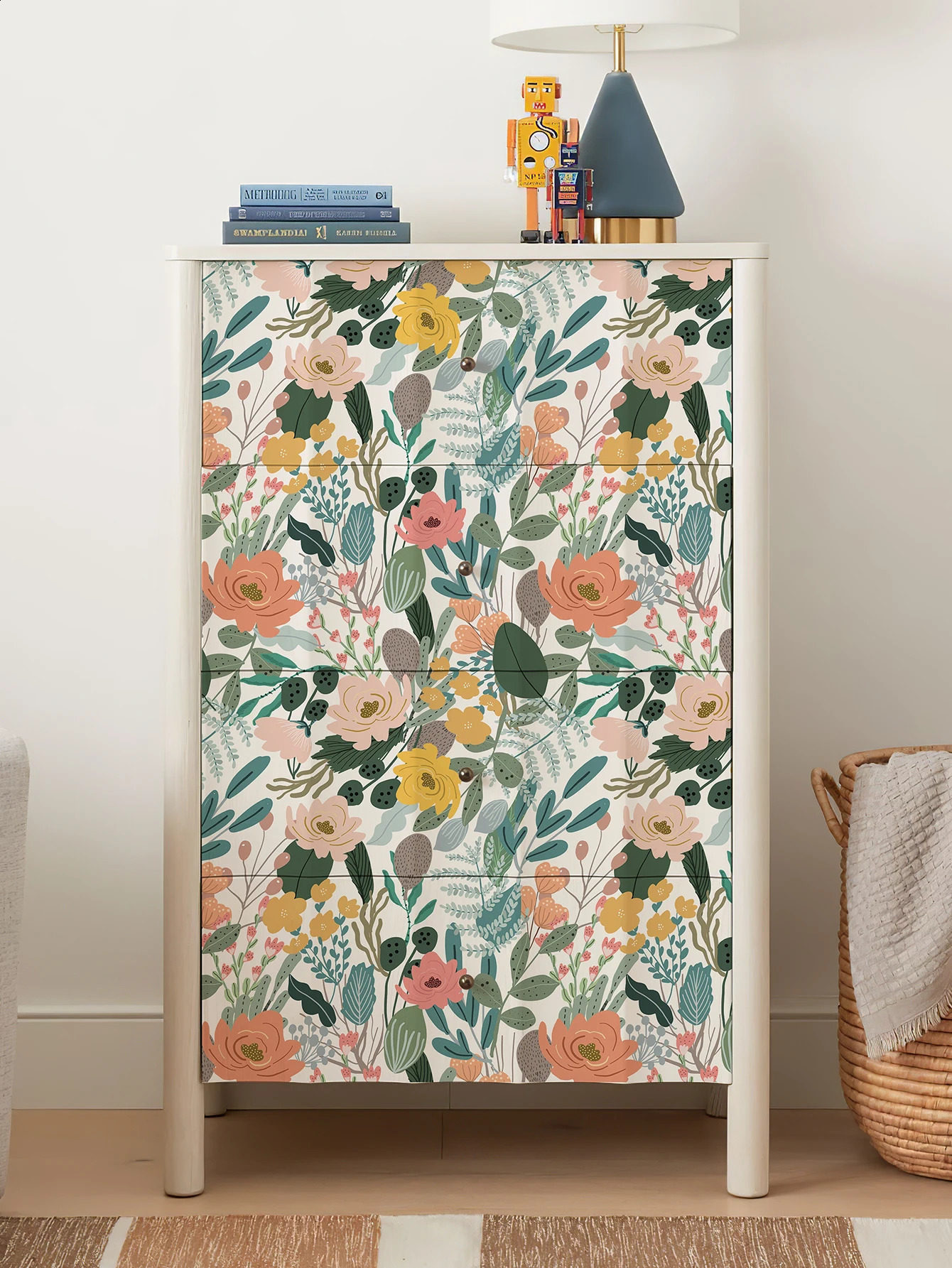 Fresh Green Floral PVC Wallpaper Elegant Spring Peel And Stick Wall Decor Casual Furniture Waterproof Cabinet Contact Paper 240823