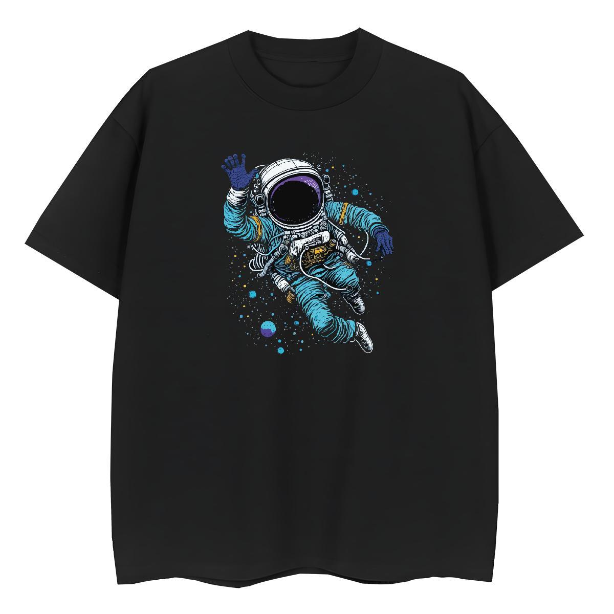 Loose fit Lady T shirt 100% Cotton 230g universe Beach T Shirt For Woman Short Sleeve O-Neck Cartoon Anime Clothes Shirt
