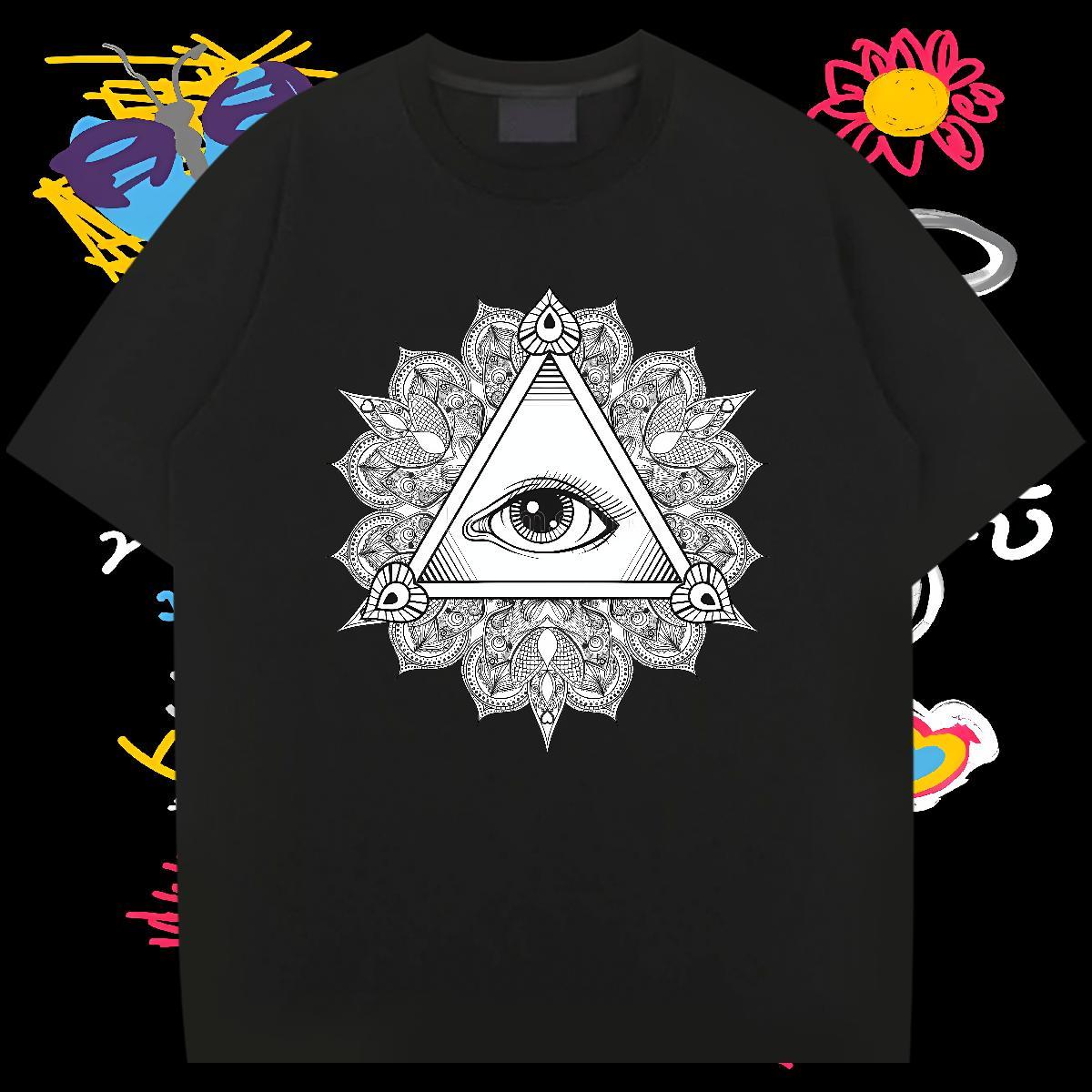 Free Shipping T Shirt For Man 100% Cotton 230g eye of the devil Street DIY Printed Crew Neck Men Tops Tees Brand Tees Shirts