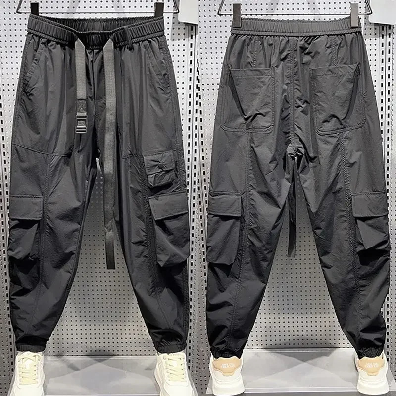 Street Tech Freight Wide Leg Pants Black Hip Hop Loose Harem Trouser Travel Leisure Sports High Quality Mens Wear 240823