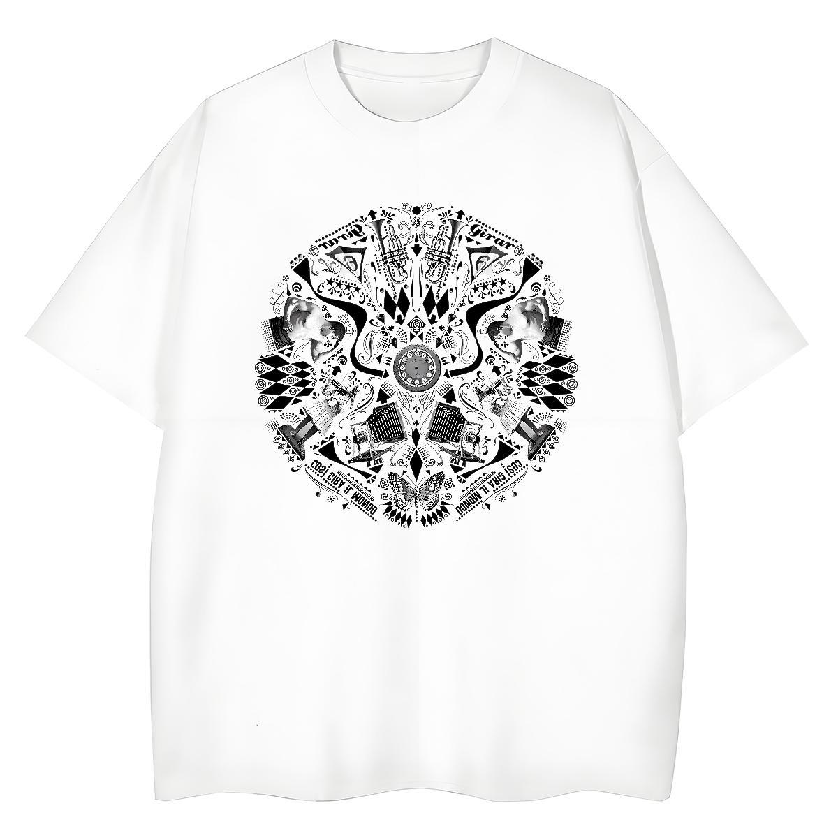 High Quality T Shirts Men 230g Cotton eye of the devil Daily Outfit Black Oversized Breathable Couples T Shirts Fashion Design Tshirts
