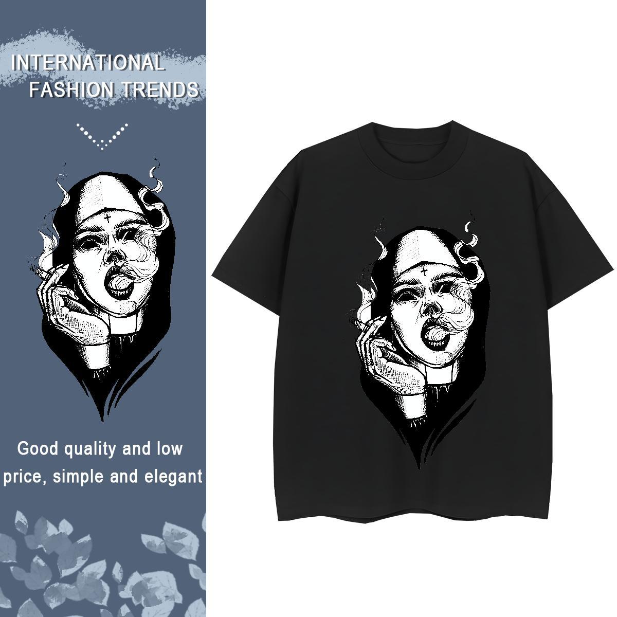 High quality Woman Tshirt 230g Pure Cotton nun Hip Hop Street T Shirts Women Crew Neck Customized Print Tops
