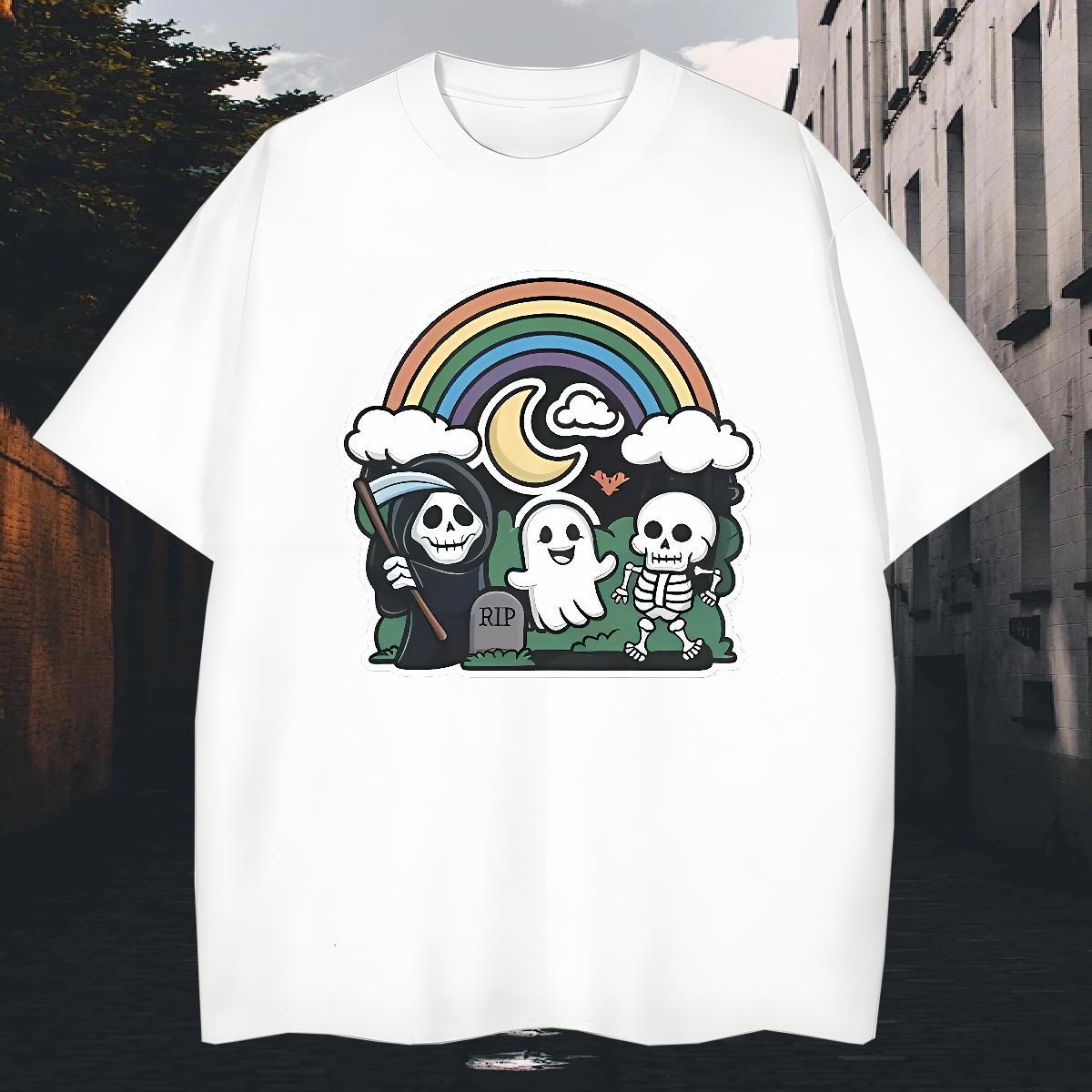 Classic Man T Shirts 230g 100% Cotton rainbow Hip Hop Custom Print Plus Size Breathable Soft Tshirt for Man Woman Wholesale Top Tees
