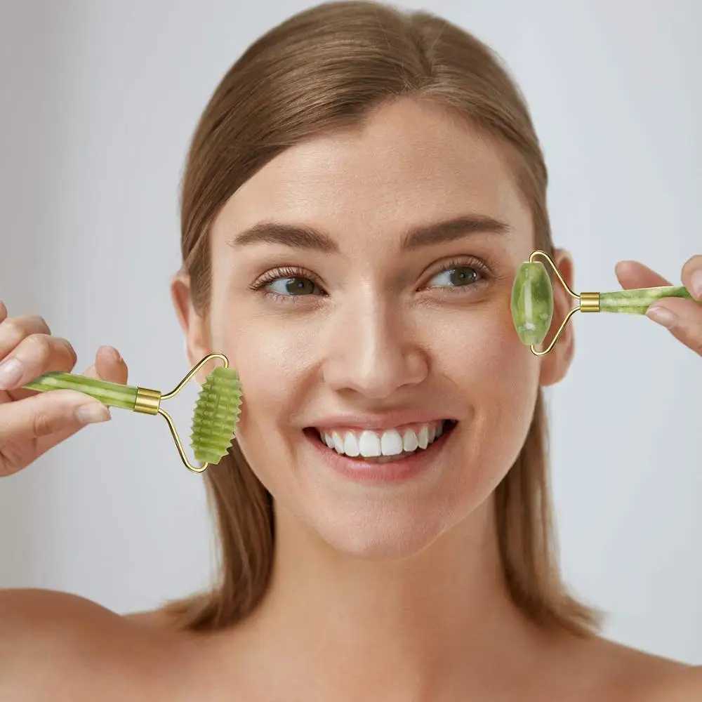 Jade Roller Facial Ridged Roller Skin Massage Tools Anti Aging and Wrinkles for Face Eye Neck Body for Lymphatic Massage CL240824