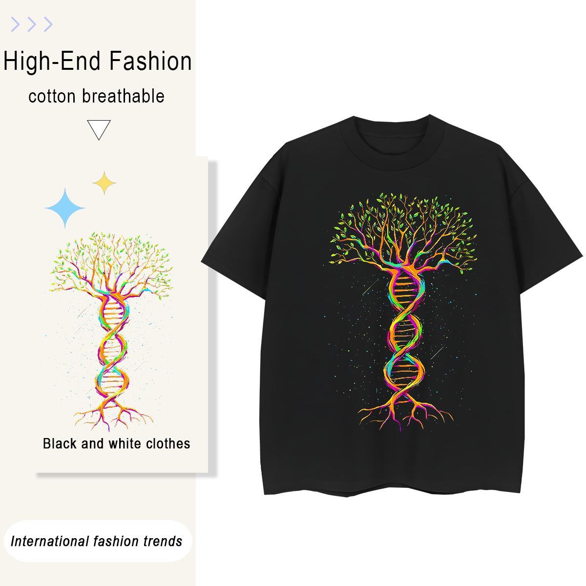 Designer Fashion Men Clothes T-Shirt tree Hip Hop 230g Pure Cotton Tops Tees Breathable Crew Neck Cool Design Mens T Shirts DIY