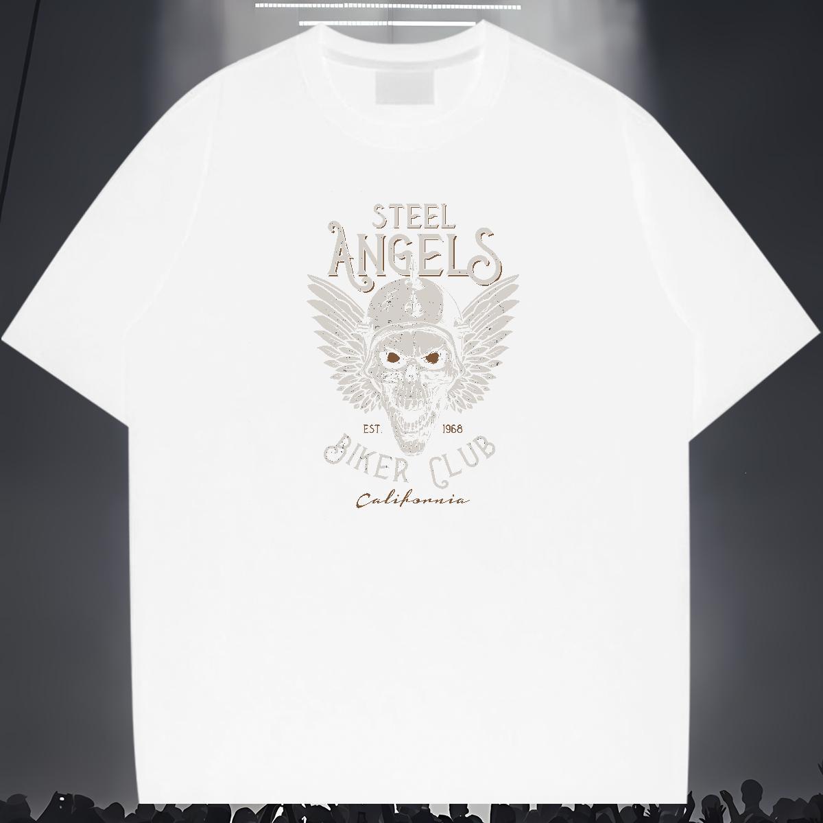 Classic Mens T Shirts 230g Cotton skull Casual Black White Breathable Crew Neck Men Tshirts Fashion New Wear
