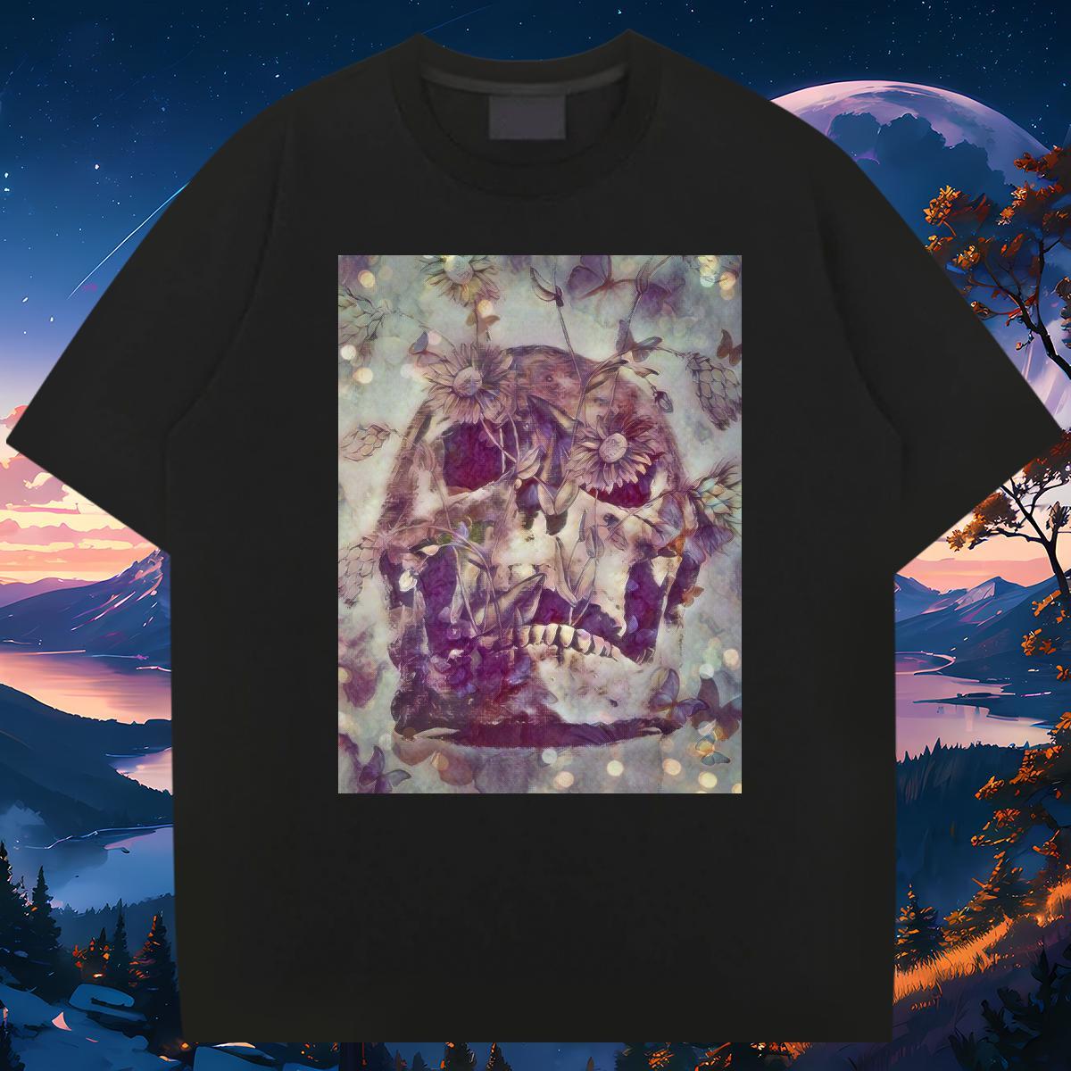 TOP Quality T Shirts Men 100% Cotton 230g skull Daily Outfit Cartoon Print Pure Cotton Tshirt for Man Woman Designer Fashion Tees Shirts