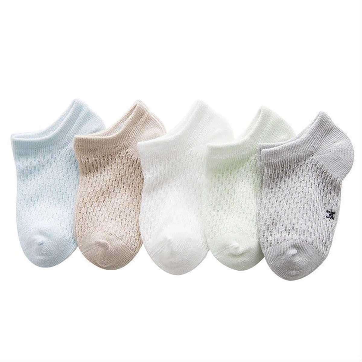 5 pairs of breathable and fashionable boat socks with mesh for boys and girls cotton blend comfortable casual and cute style CL240824