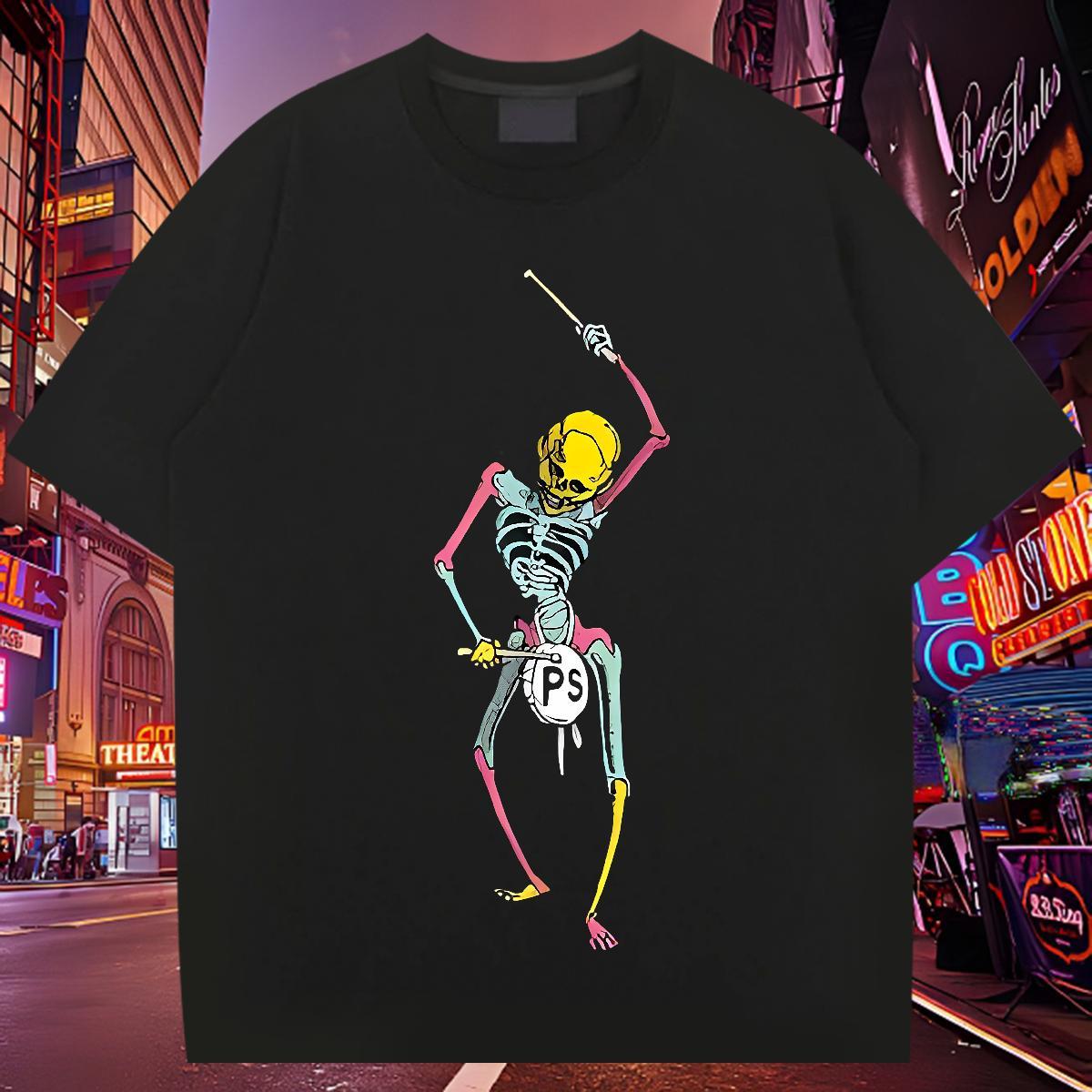 Brand Men T Shirts 230g 100% Cotton skull Sport DIY Logo Oversized Breathable Crew Neck Men Clothes T-Shirt Stylist Polos