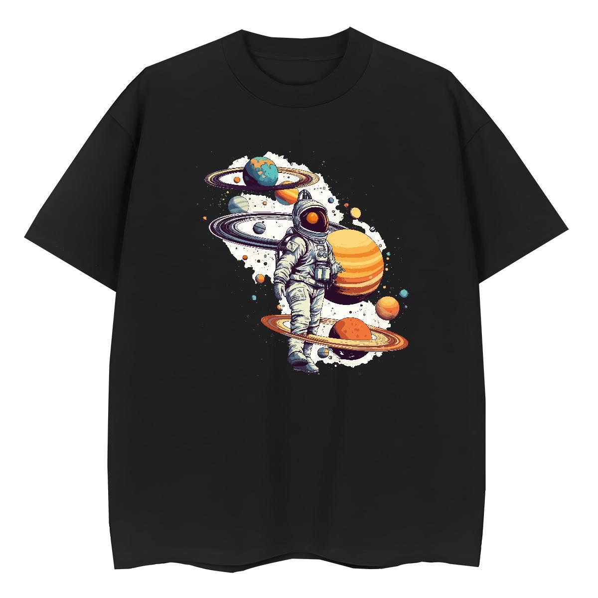 Nice Women Tees 230g Cotton cosmonaut Sports Casual Women T Shirts Breathable Crew Neck White Plus Size Wear