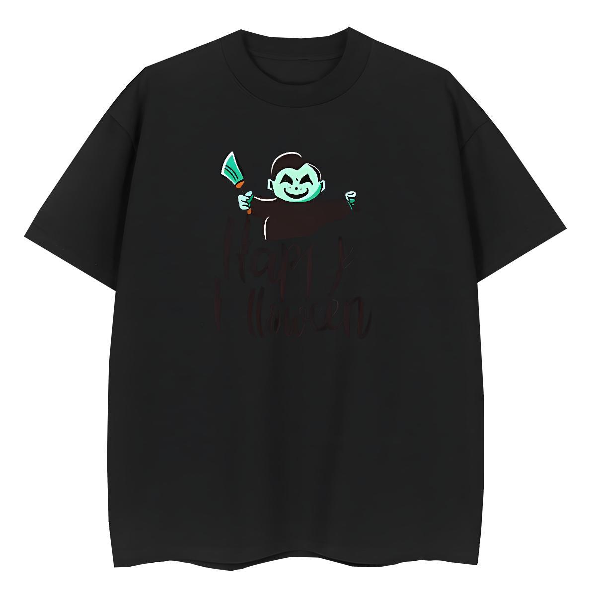 Fashion New Men Tops Tees halloween Hip Hop 230g Pure Cotton Clothes O-Neck Short Sleeve Loose Fit T Shirt For Man DIY Printed