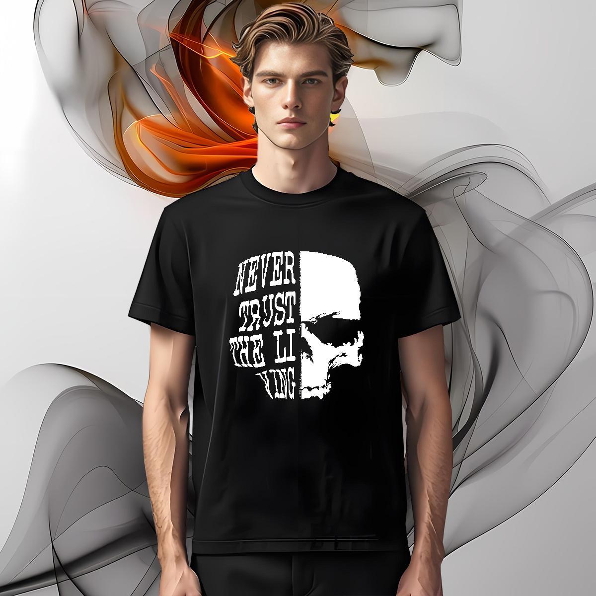 TOP Quality T Shirts Men 100% Cotton 230g skull Anime Printing Street White Plus Size Breathable Men Clothes T-Shirt Fashion Tops
