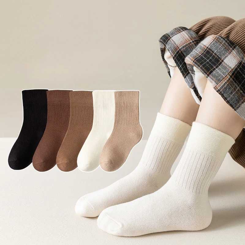 10 pairs of kidsrens socks for all seasons boys socks pure color girls socks retro style cotton socks medium and large kidsrens student socks CL240824