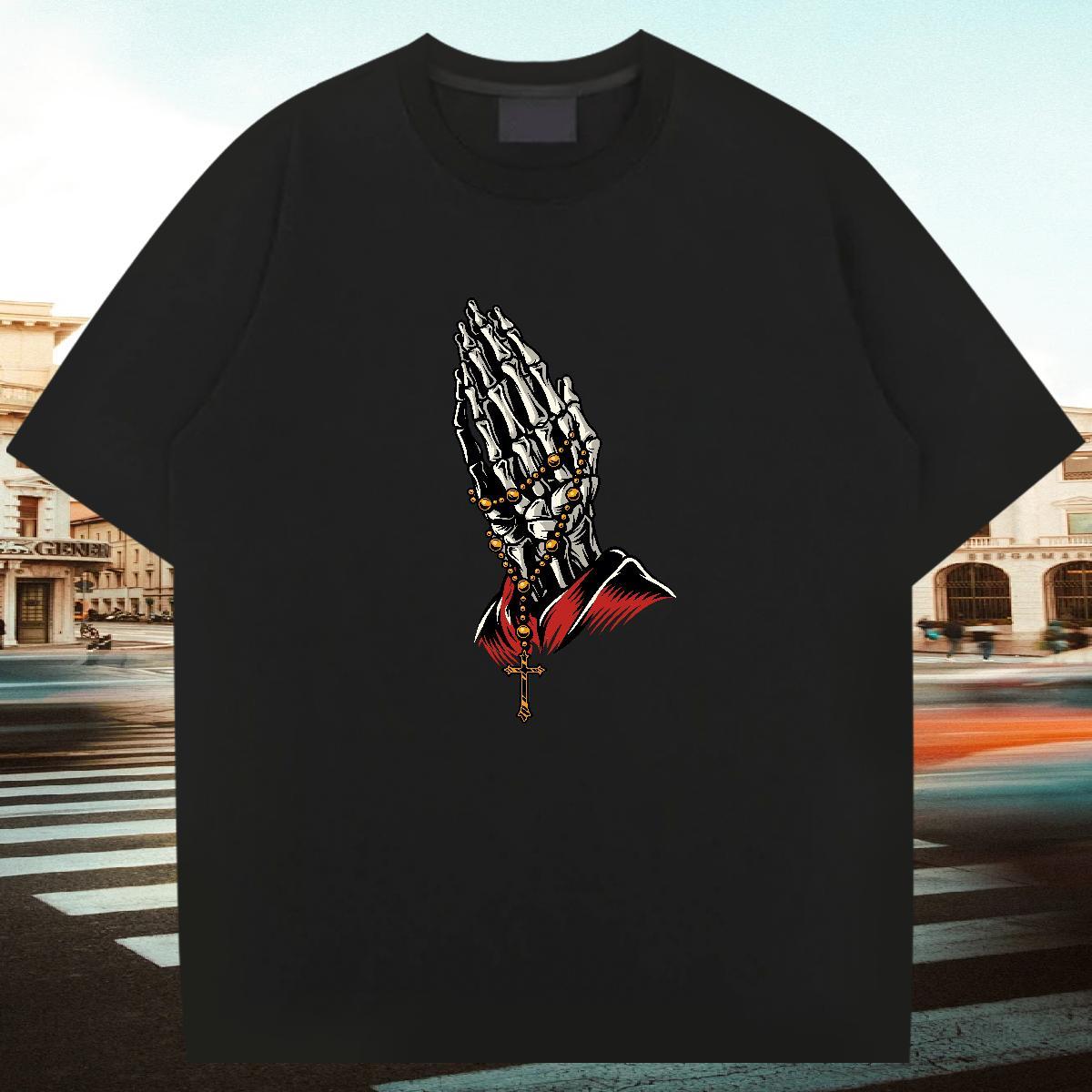 Comfortable T shirt 230g Pure Cotton skull Spring Summer Customized Crew Neck Men Tshirts 2024 DIY Tops