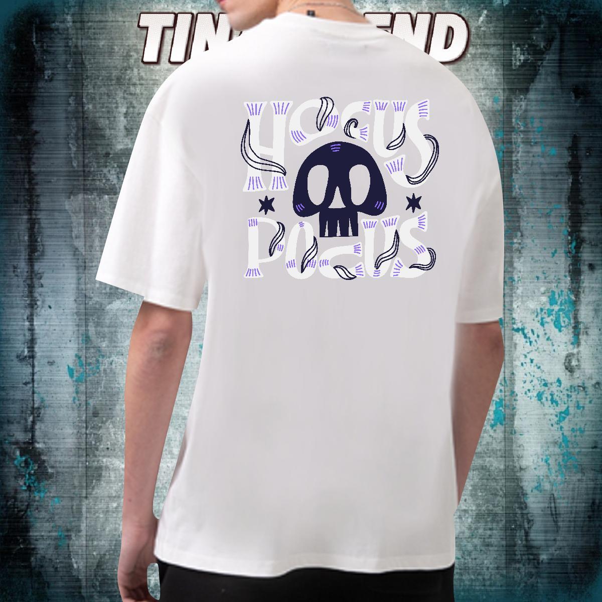 Brand T-Shirts 230g Pure Cotton skull Casual Beach Black Oversized Breathable Soft Men Tees DIY Polos