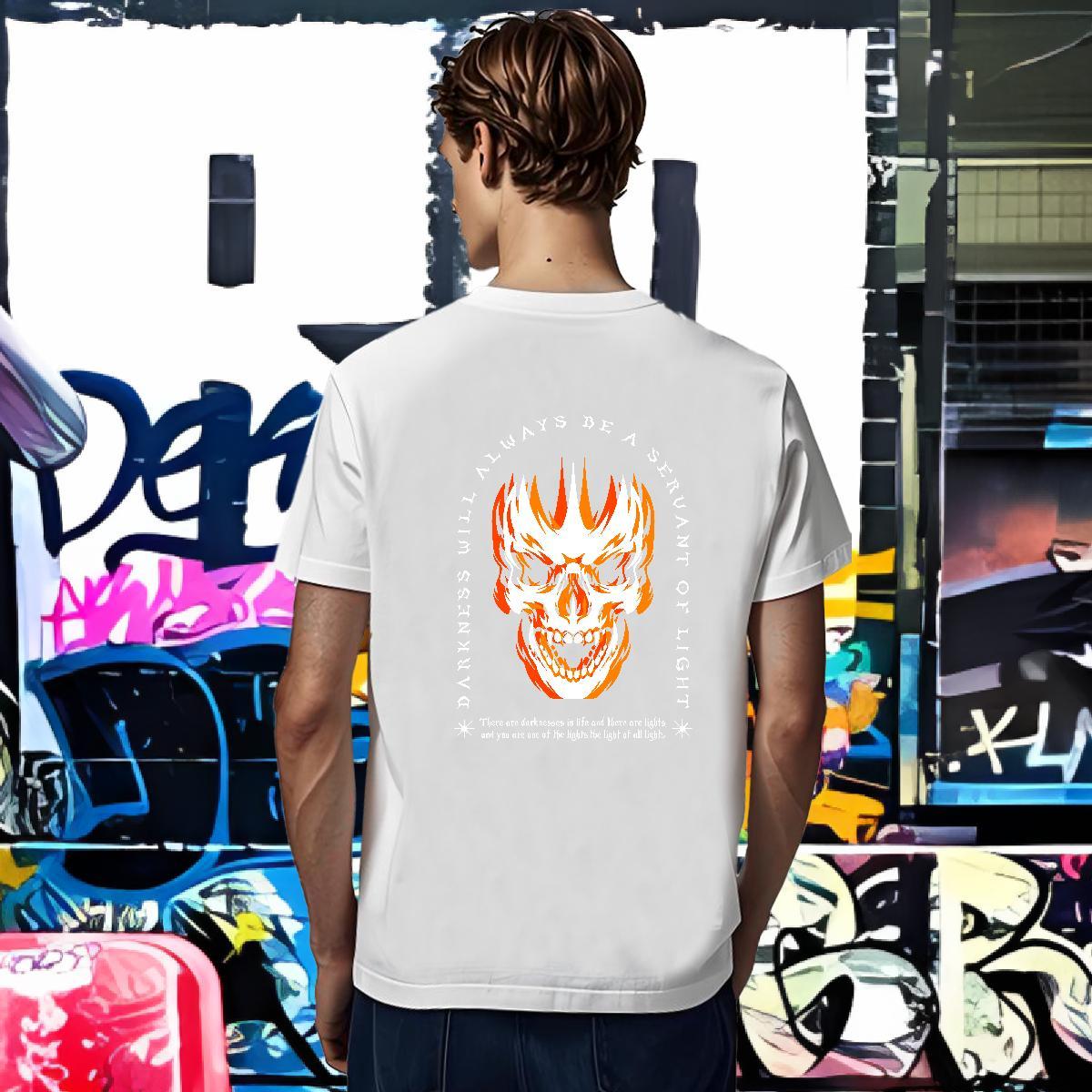 Wholesale T Shirts Men 230g Pure Cotton skull Sports Casual DIY Printed Crew Neck Breathable Tshirt for Man Woman Fashion Tshirts