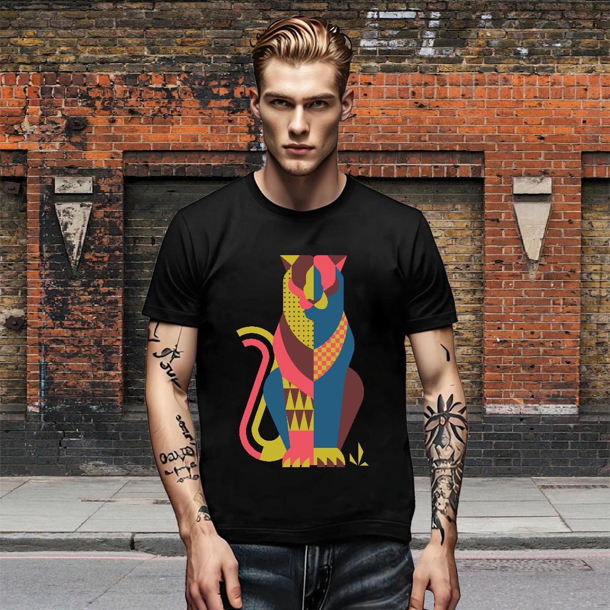 Fashion Mens Tshirts cat Hip Hop 230g Pure Cotton Polos Short Sleeve Soft Brand T Shirt For Man Anime Print