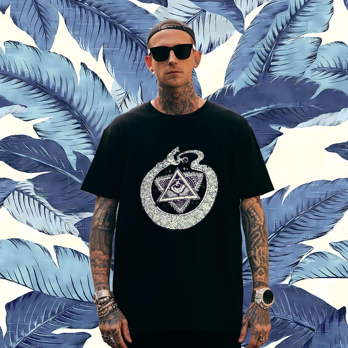Unisex Men T Shirts 230g Pure Cotton eye of the devil Casual Daily Wear Anime Breathable Short Sleeve Men Tees Factory Direct Tops