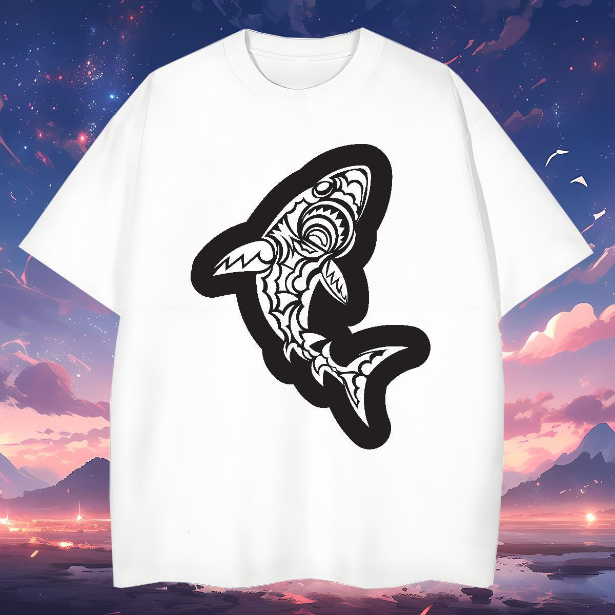 Fashion Design Mens Tshirts fish Hip Hop 230g Pure Cotton Clothes Breathable Short Sleeve Designer T-Shirts for Men Customized