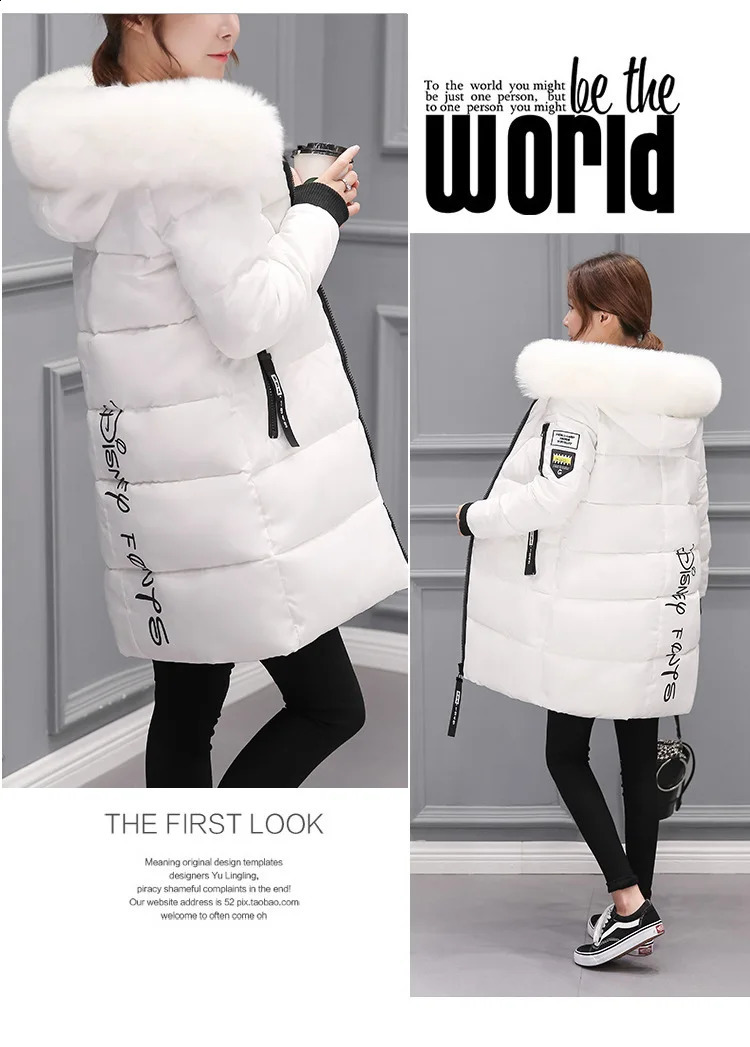 Womens warm hooded down jacket casual long sleeved winter outdoor zipper slim fit 240823