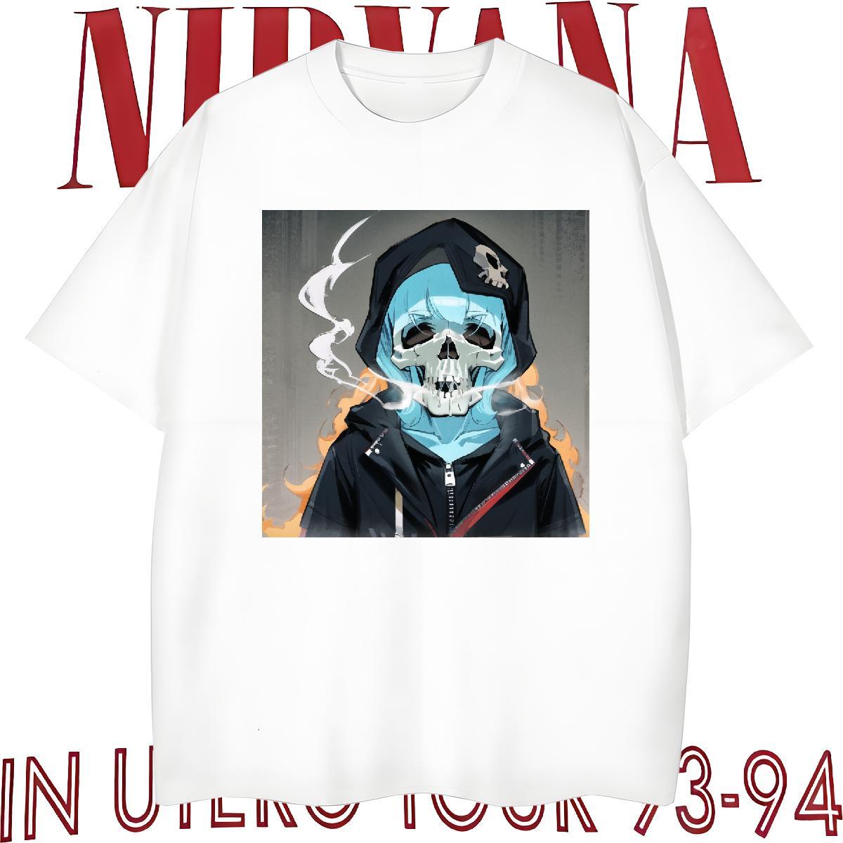 Loose T-Shirts for Men 100% Cotton 230g skull Hip Hop Street DIY Printed O-Neck Short Sleeve Men Tshirts 2024 Designer Clothings