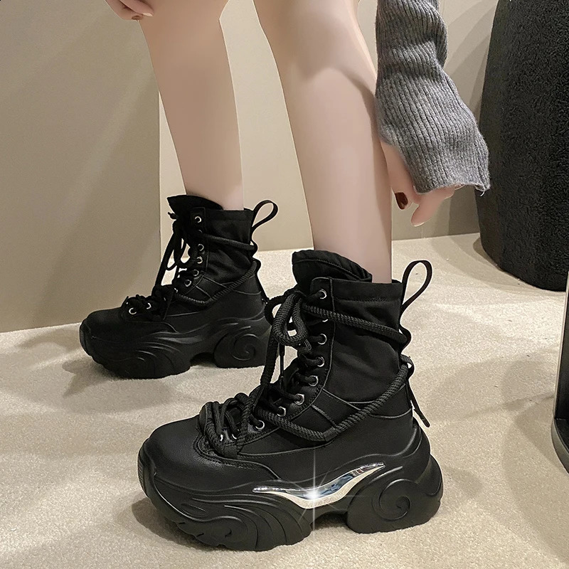Clumsy high heels punk style boots womens autumn and winter platform combat boots womens thick soled Gothic motorcycle Botas Mujer 240823