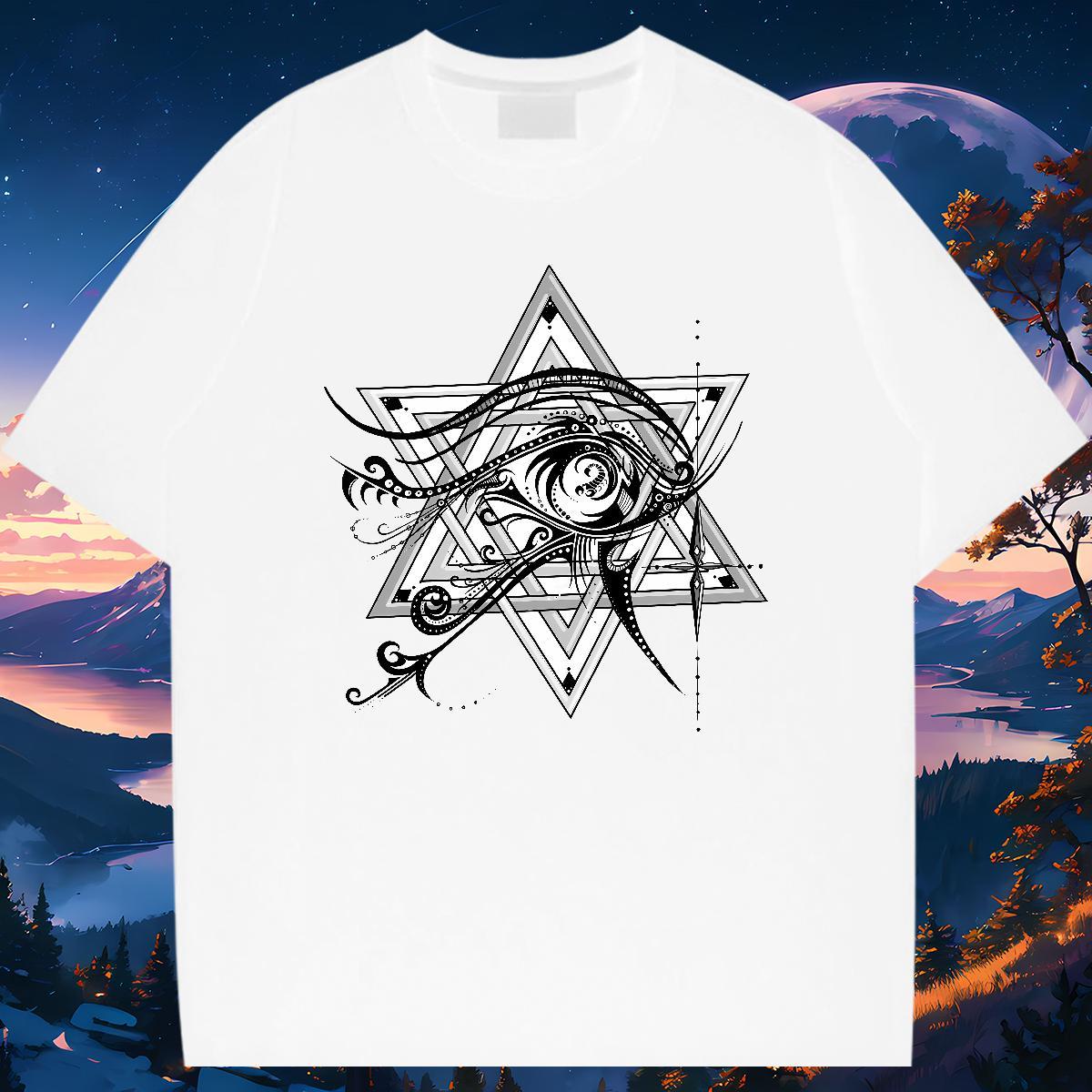 Cool T Shirts Men 230g Pure Cotton eye of the devil Spring Summer DIY Printed O-Neck Short Sleeve Tshirts Fashion Designer Clothings