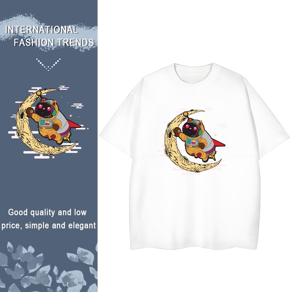 Unisex Couples T Shirts 100% Cotton 230g cosmonaut Spring Summer T Shirt For Woman O Neck Short Sleeves DIY Logo Top Tees