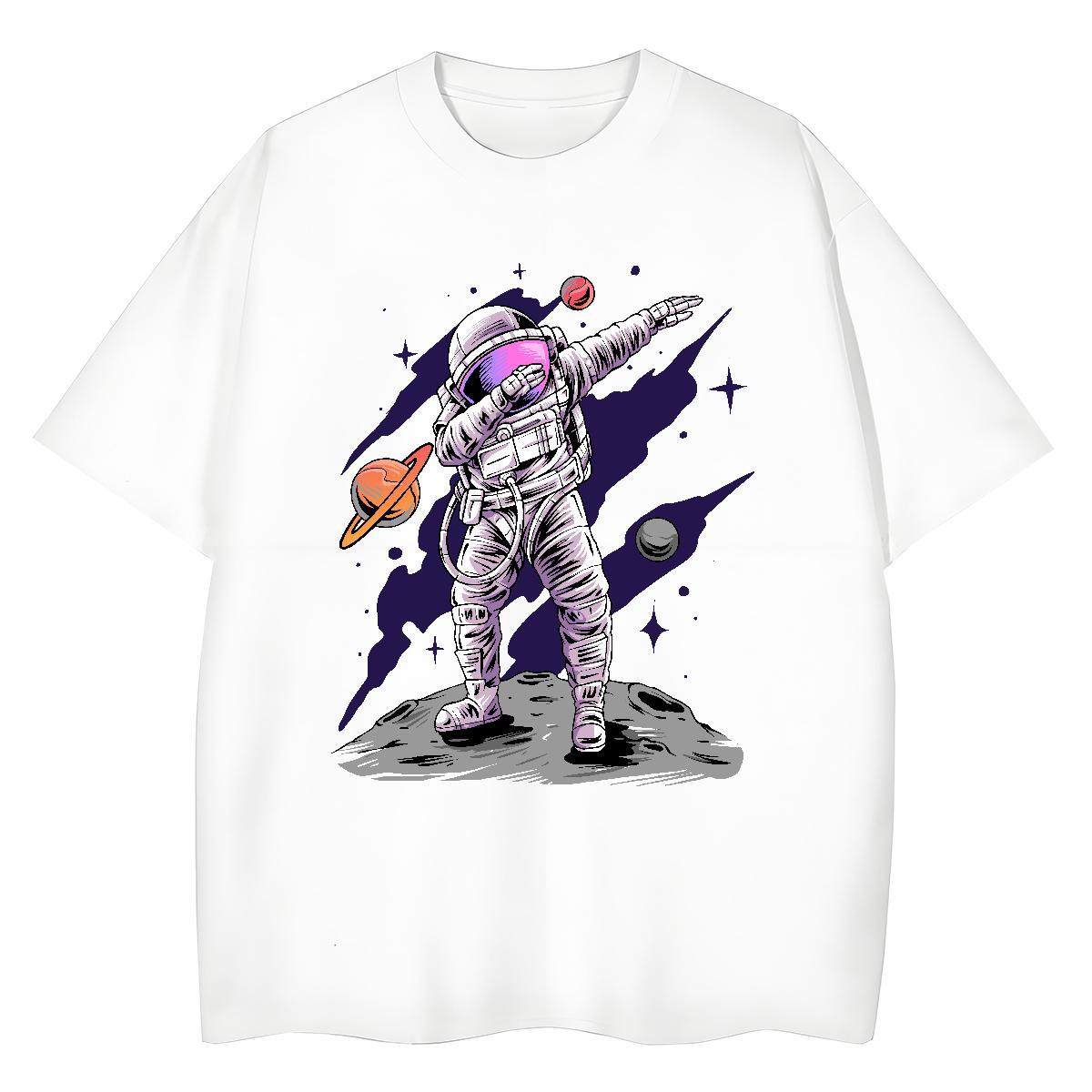 Loose fit Unisex Tshirts 100% Cotton 230g planet Outdoor T Shirts Women Breathable DIY Anime Printed Tops Shirt