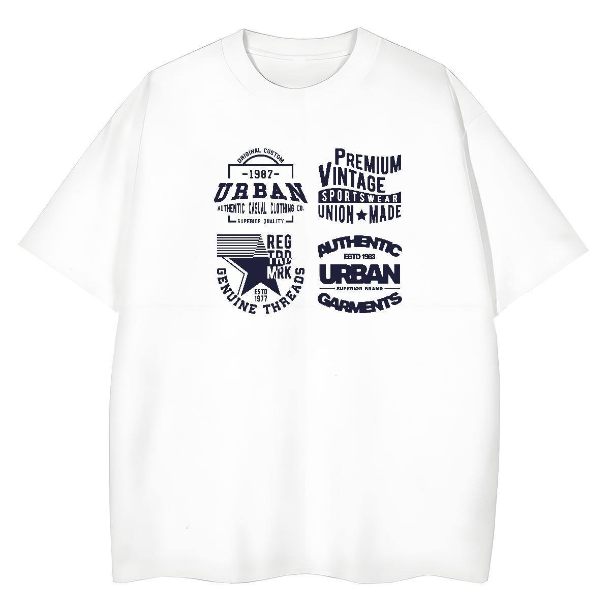 High Quality T Shirts Men 100% Cotton 230g letter Hip Hop Street DIY Anime Pure Cotton Men Tops Tees Classic Wear