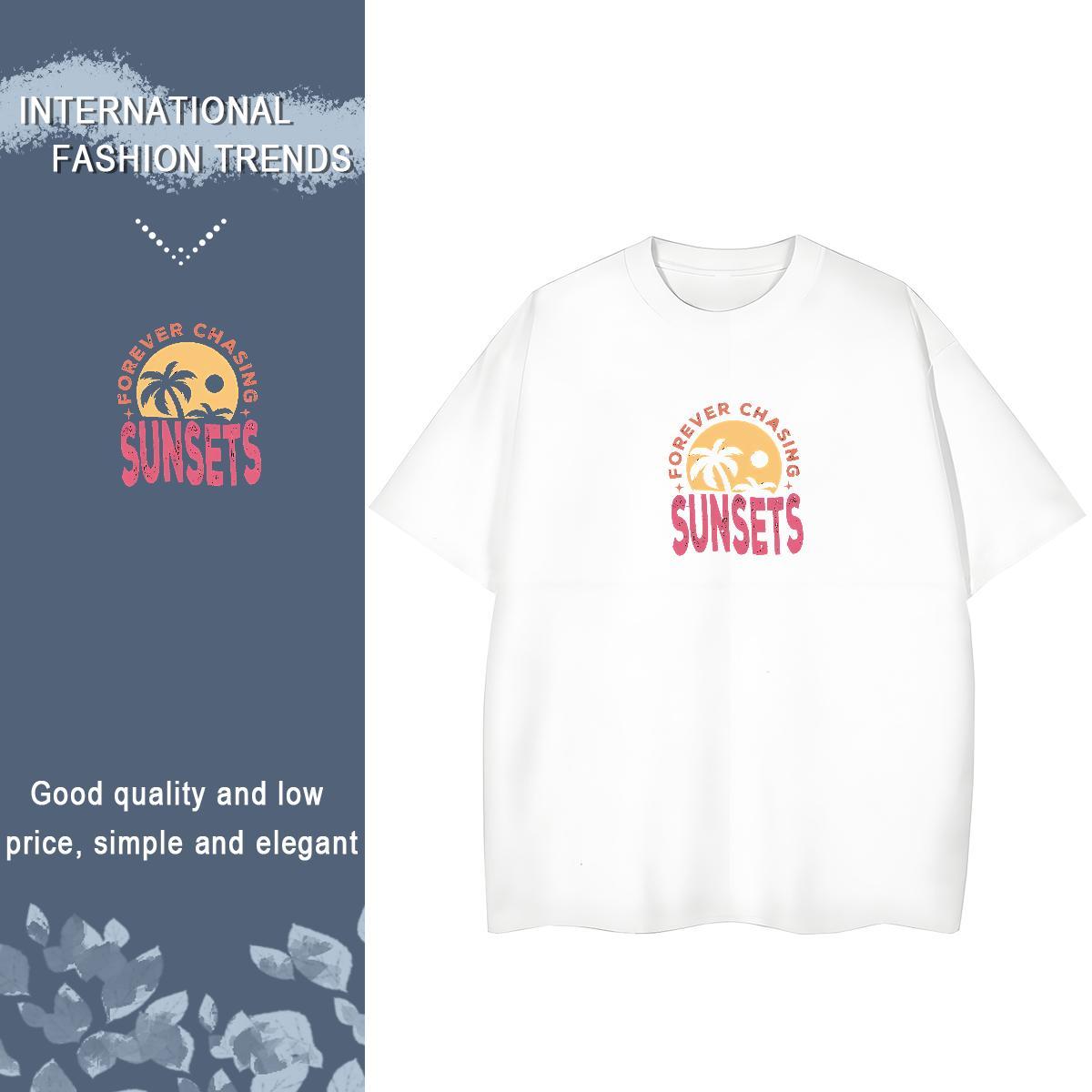 Female Womens Tshirts 230g 100% Cotton letter Beach Women T Shirts Short Sleeve O-Neck Black Oversized Tee Shirt