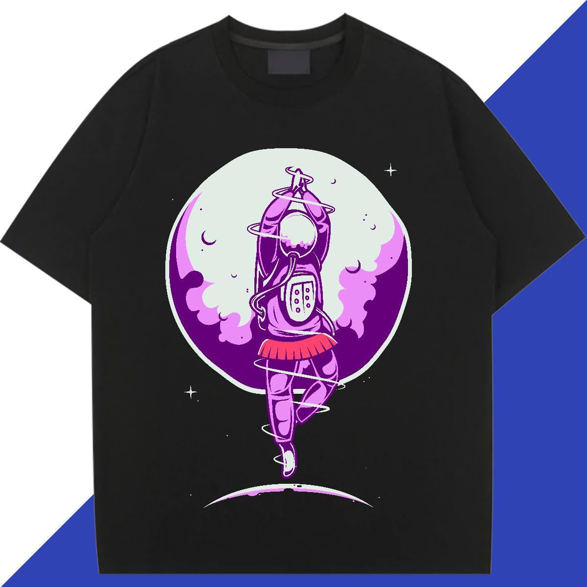 Female Unisex Tshirts 230g 100% Cotton universe Casual Daily Wear T-Shirts Breathable Black White Tee Shirt