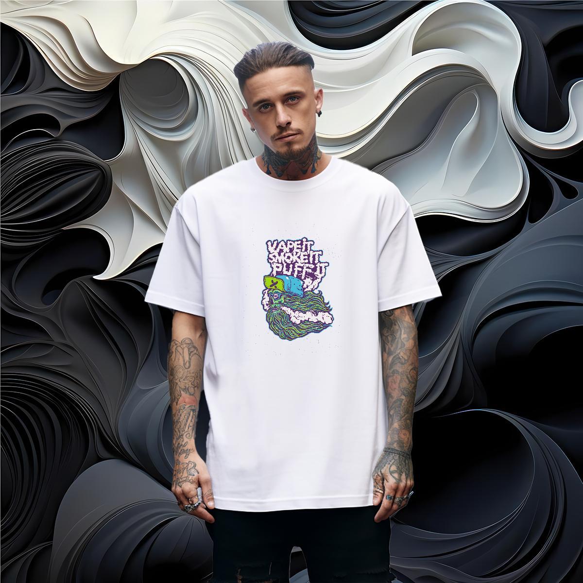 Wholesale T-Shirts 230g Cotton skull Street wear Hip Hop DIY Printed Short Sleeve O-Neck Men Tshirts Fashion Design Tops Shirt