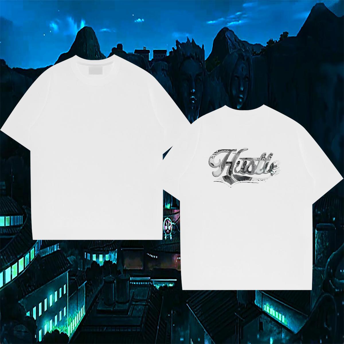 Loose Fit T Shirt For Man 100% Cotton 230g letter Beach Anime Print Breathable Crew Neck Men Tees Custom Clothings