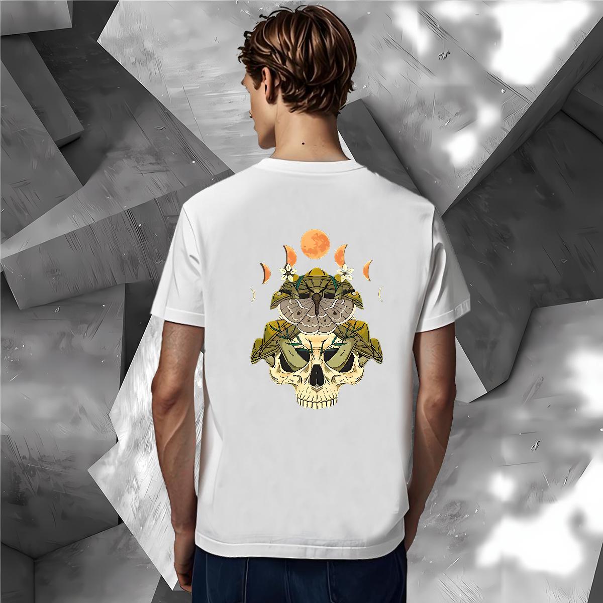 Designer Mens T Shirts 230g Cotton skull High Street Hip Hop DIY Printed Breathable Crew Neck Tshirts Classic Tee Shirt