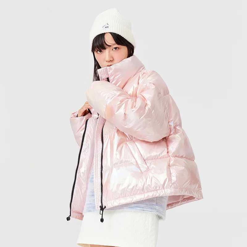 Women's Down Parkas Semir Down Jacket Women White Duck Down Colorful 2023 Winter New Contrasted Color Stand Collar Loose All-Match Bread Jacket Y