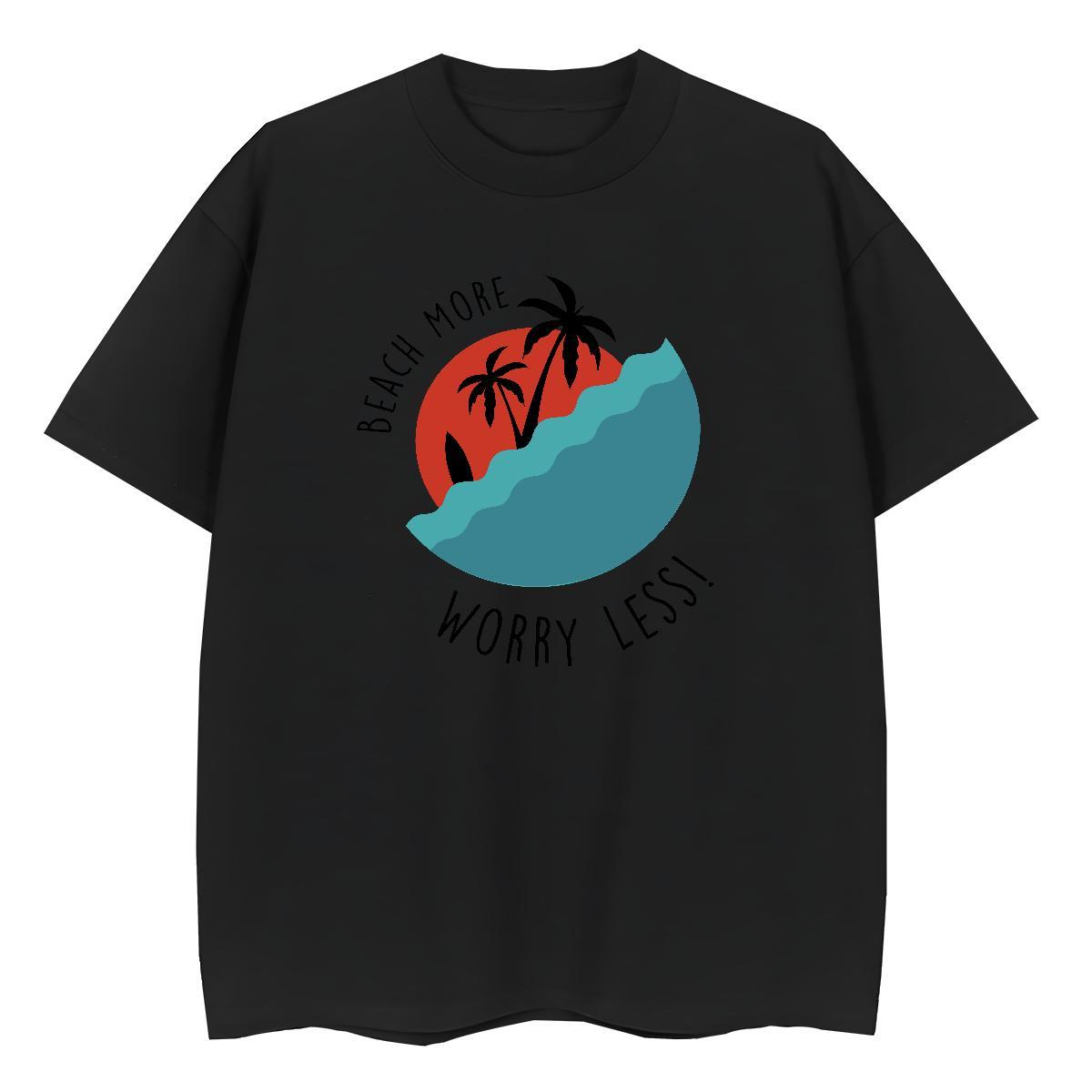 Loose Fit T Shirts Men 230g Pure Cotton sea Casual Beach Black Oversized Breathable Soft Men Tees Custom Tops