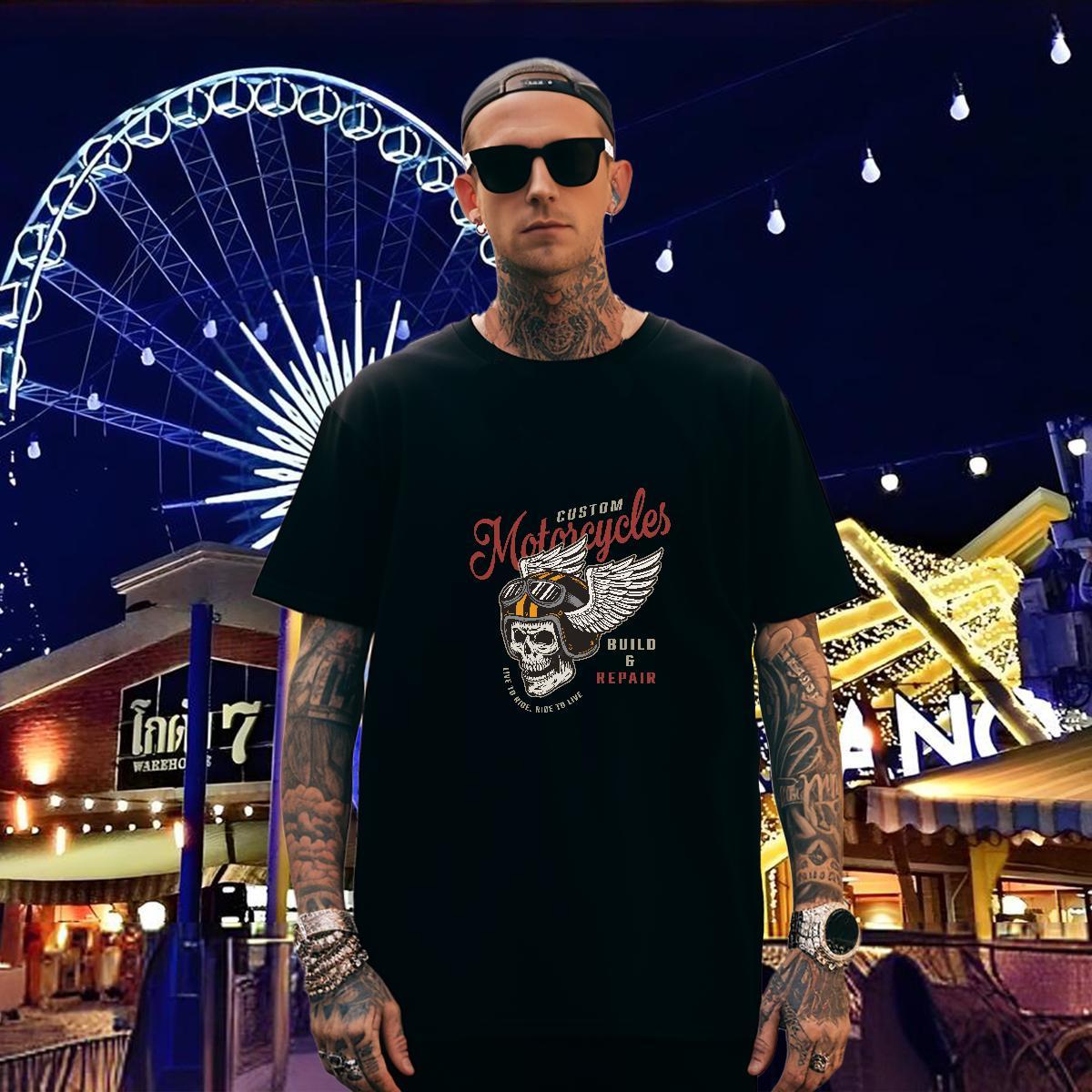 Unisex T Shirts Men 230g Pure Cotton skull Hip Hop Street Oversized 4XL Breathable Short Sleeve Men Tops Tees 2024 Polos