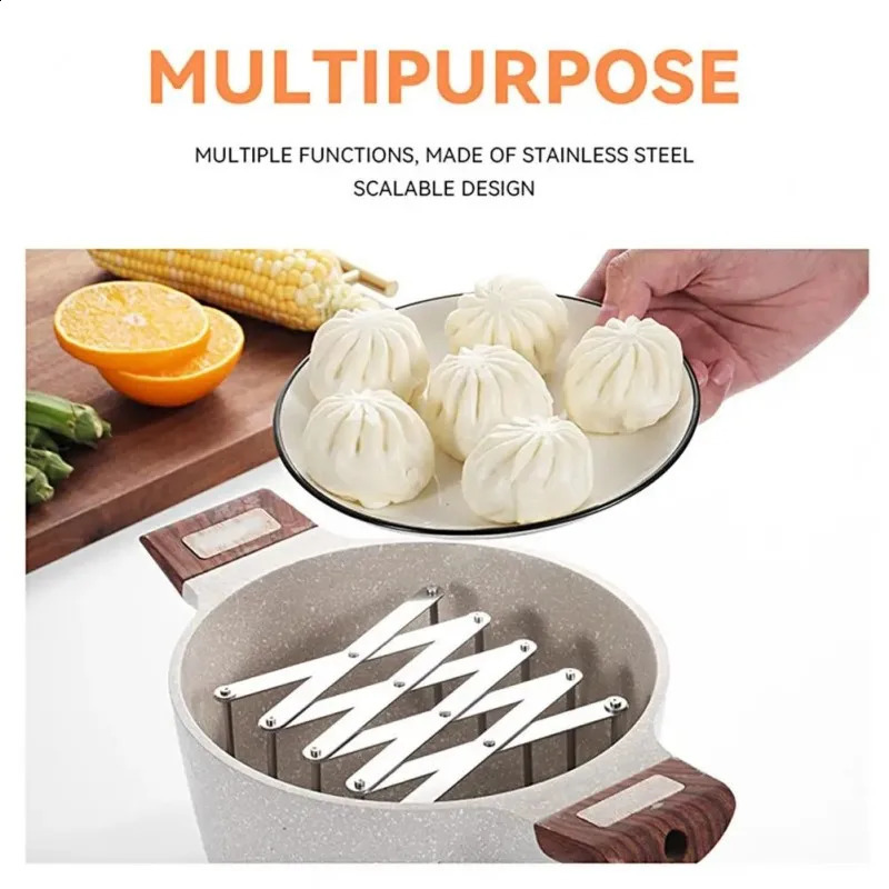 1/2PCS Multifunctional Pot Lid Rack Folding Telescopic Integrated Molding Plate Holder Steaming rack in a pot Dish Storage Rack 240823
