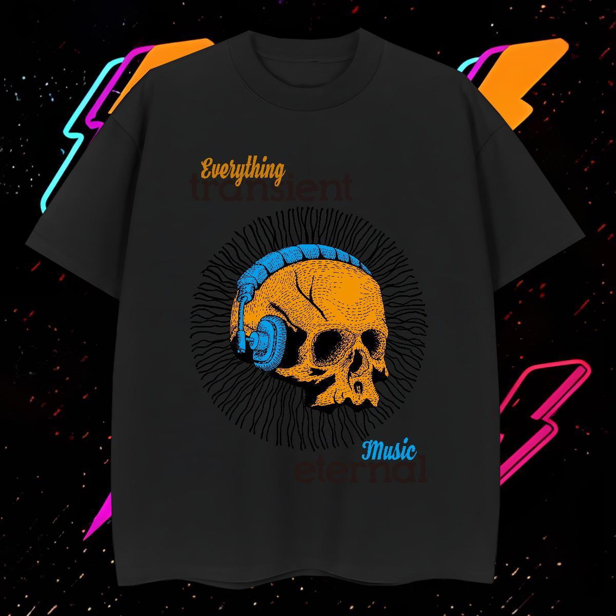 Soft T-Shirts 230g Cotton skull Beach Asian Size Breathable Crew Neck Tshirts Casual New Tops Shirt