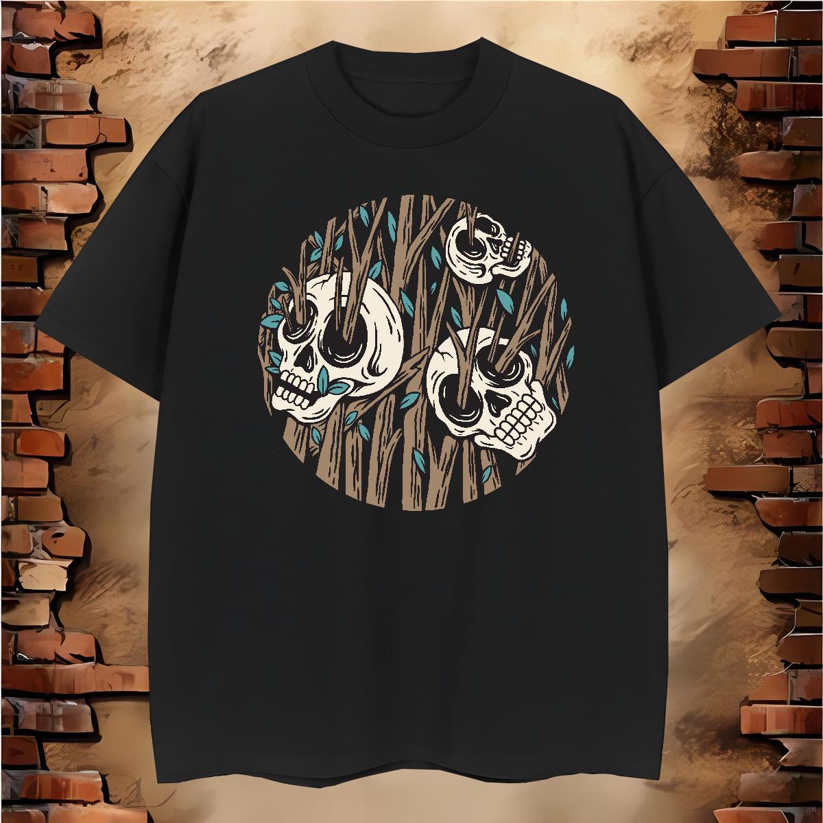 TOP Quality Man T Shirts 230g 100% Cotton skull Anime Printing Street DIY Printed Breathable Soft Couples T Shirts 2024 DIY Tops Shirt