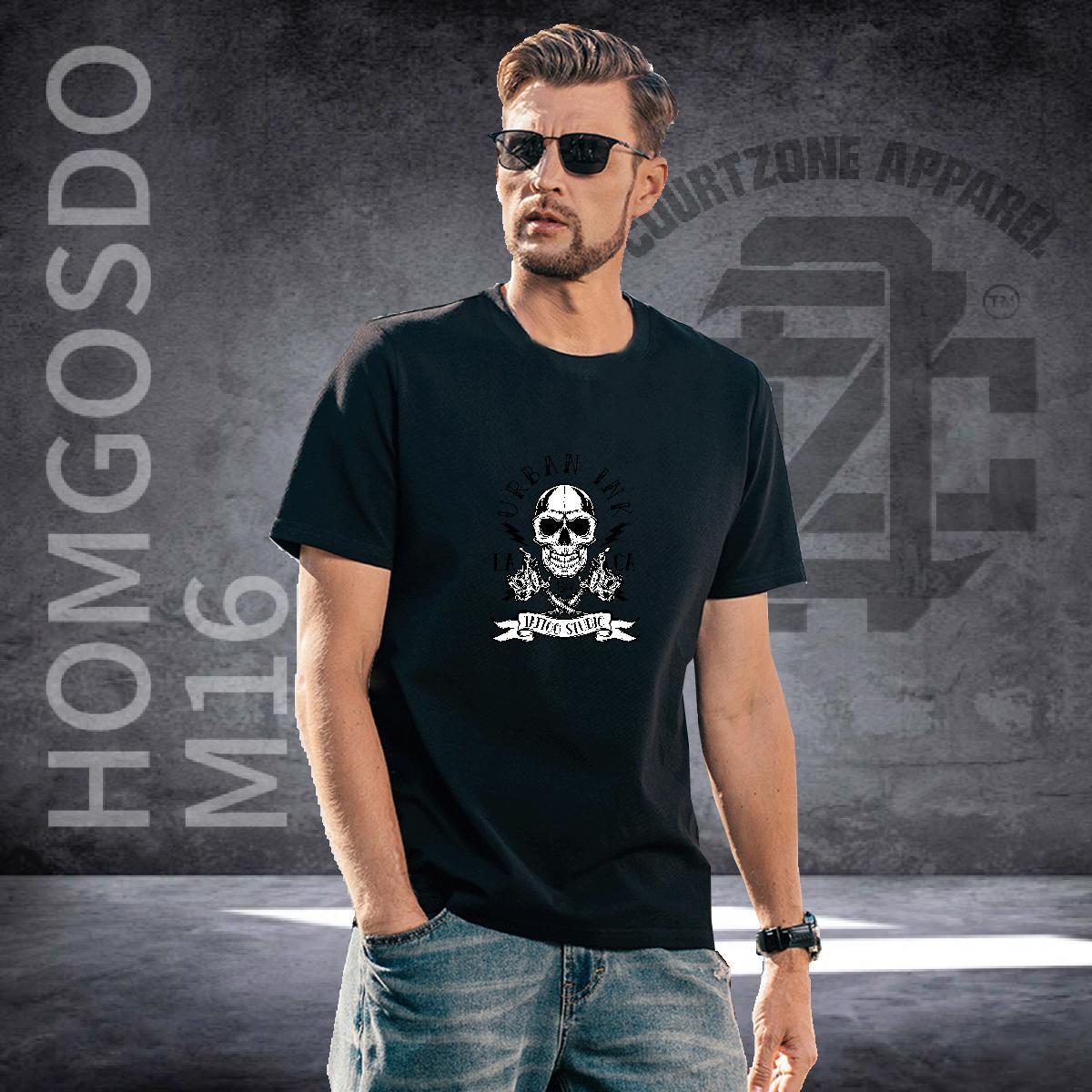 Comfortable T-Shirts for Men 230g 100% Cotton logo Hip Hop Street DIY Anime O Neck Short Sleeves Men Clothes T-Shirt Casual New Tees Shirts